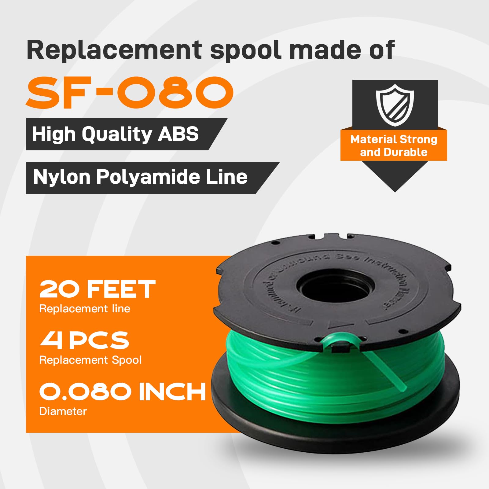 SF-080 SF-080-BKP Lot de 5 bobines de rechange pour débroussailleuse Black and Decker GH3000 GH3000R LST540, SF080 - 6,1 m - Avec cache-capuchons 90583594 (4 bobines, 1 capuchon)