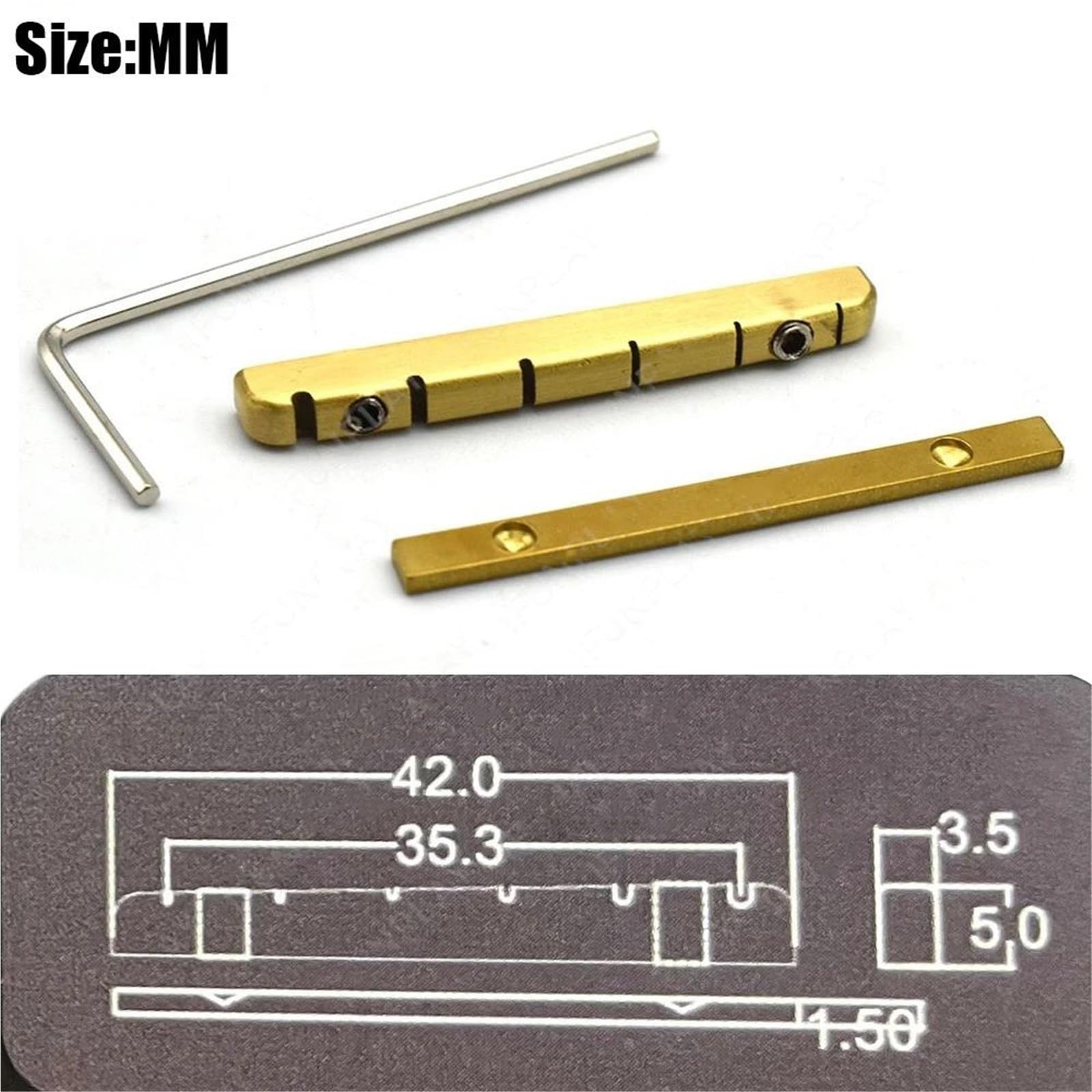 10 Szt. Mosiężna Nakrętka Mostkowa Do Gitary Elektrycznej Basowej 42/42,5/38 MM Części Zamienne Regulacji Dzielonej