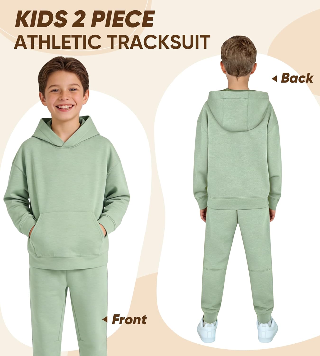 MERIDIANO Boys Sweatsuit 2 Piece Outfits Cozy Athletic Tracksuit Set Pullover Hoodie and Jogger Pants Kids Clothes Size 5-16 - Image 2