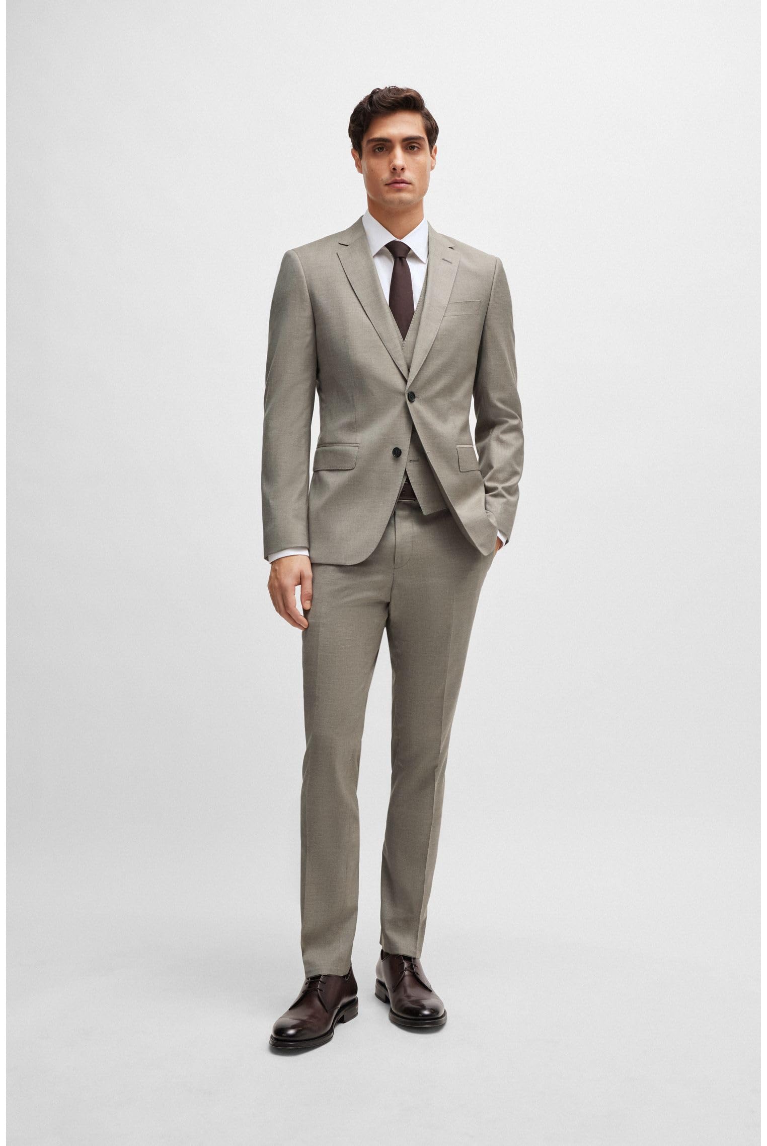 BOSS Camicia da uomo H-HANK-kent-C1-214 Slim Fit Twill in cotone elasticizzato facile da stirare