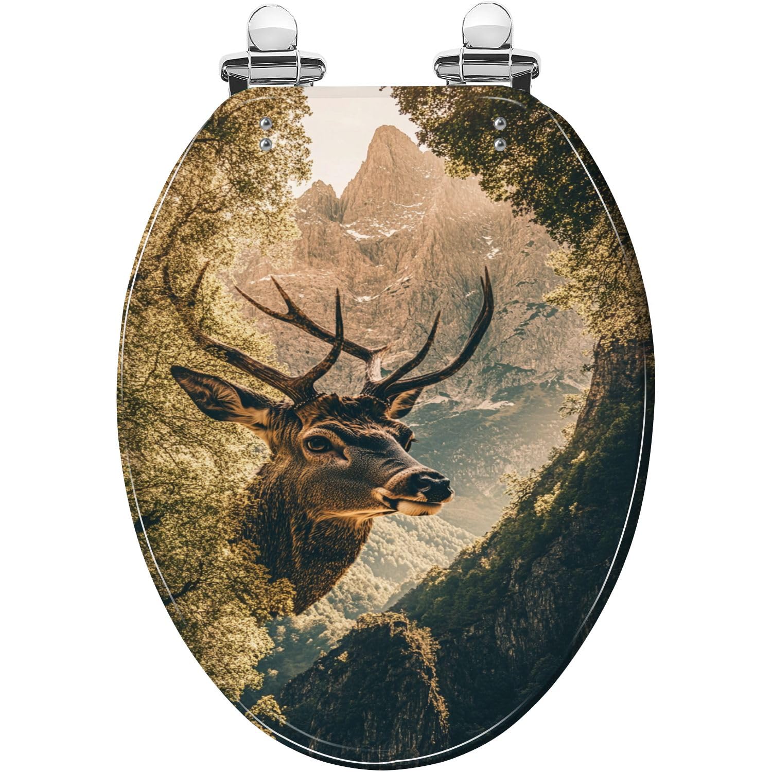 Sedile WC decorativo Sunlit Deer Forest con chiusura ammortizzata e sgancio
