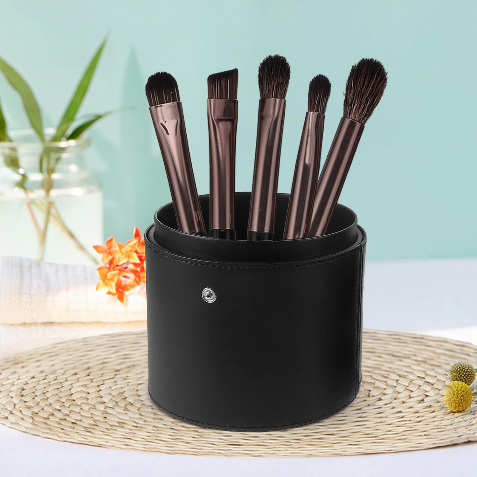 Custodia Semplice Pu per con e in Nero da Coperchio Pennelli Organizer, Facile da e Chiudere, per Viaggio e Quotidiano