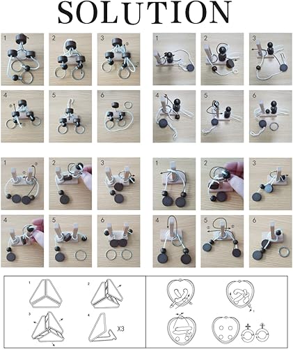 Miniatura 3 de Rompecabezas de Madera y Metal 3D de Desbloqueo Entrelazado Surtidos para Ejercitar el Cerebro, Entrenamiento de Lógica IQ, Juego Familiar, Recuerdo