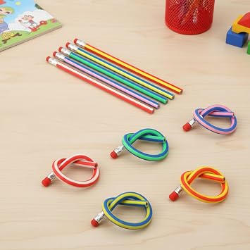 10 Pcs Colorful Striped Bendy Pencils, Non-Toxic Writing Drawing Toys, Ideal for Party Favors, School Prizes, Class Gifts, Party Bag Fillers