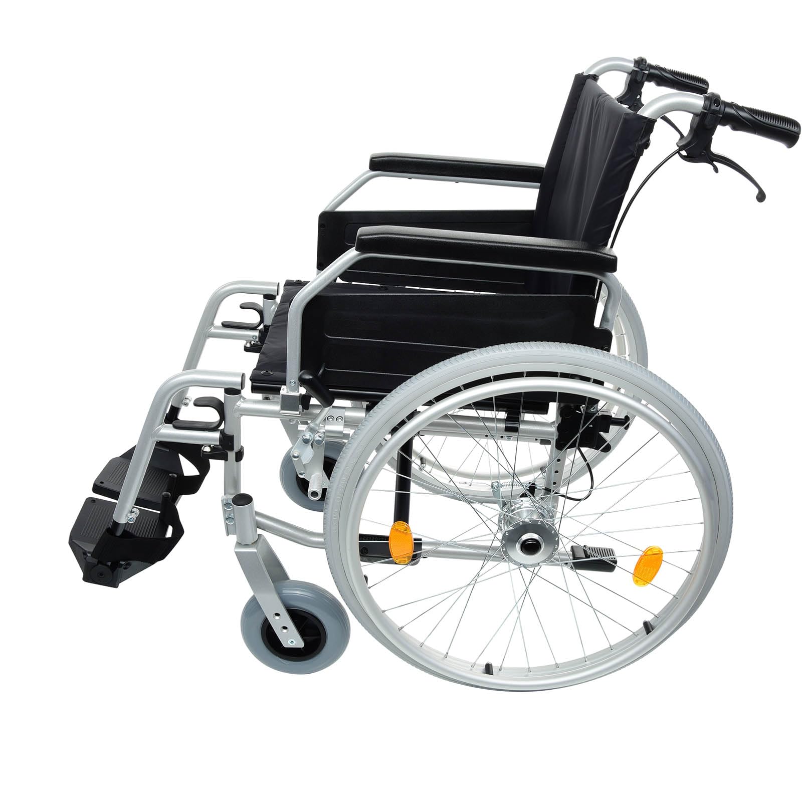 Leichtgewicht Rollstuhl PRIMUS ML 2.0 - Sitzbreite 38 cm - bis 130 kg | Faltbarer Transportrollstuhl mit Trommelbremse - Reise-Rollstuhl mit Steckachsensystem - Fußstützen & Armlehnen klappbar