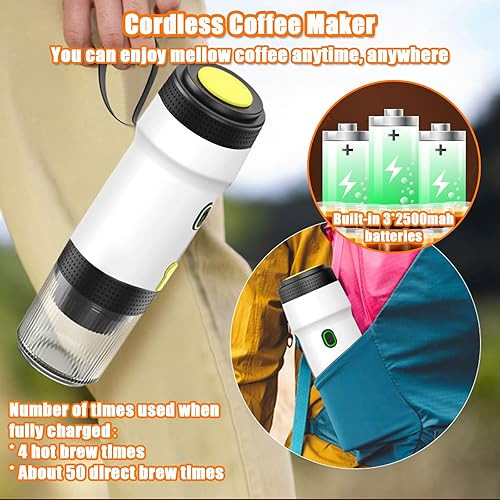 Miniatura 5 de Máquina de café espresso portátil, 3 en 1, autocalentable, portátil, para viajes con batería recargable, mini cafetera eléctrica inalámbrica para