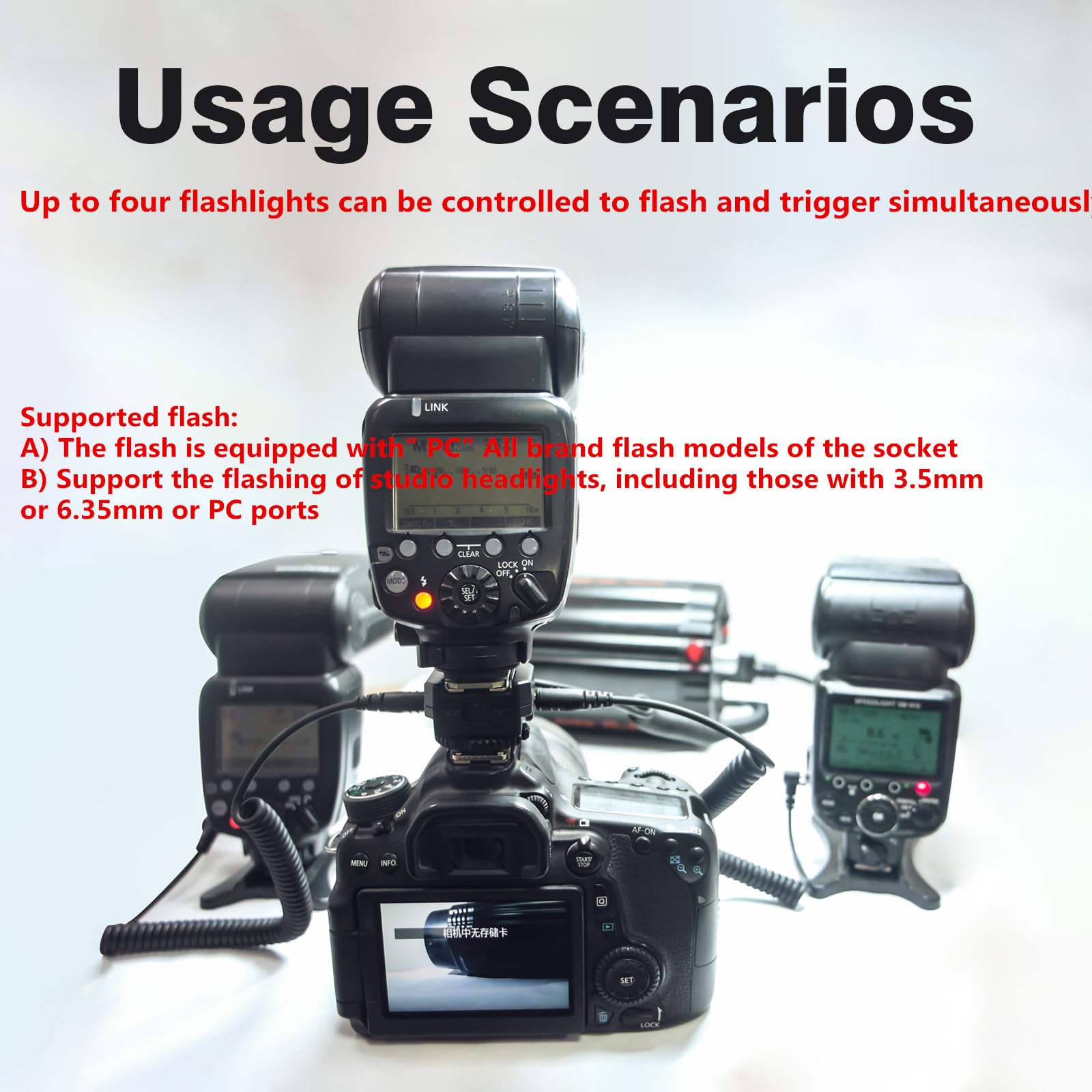 DY-T3C for Canon Camera Flash Hot Shoe Adapter Mount Top-Mounted Expansion Accessory: Multi-Flash synchronous Shooting with Cable Converter (DY-T3C 1PCS + PC Cable 1PCS)