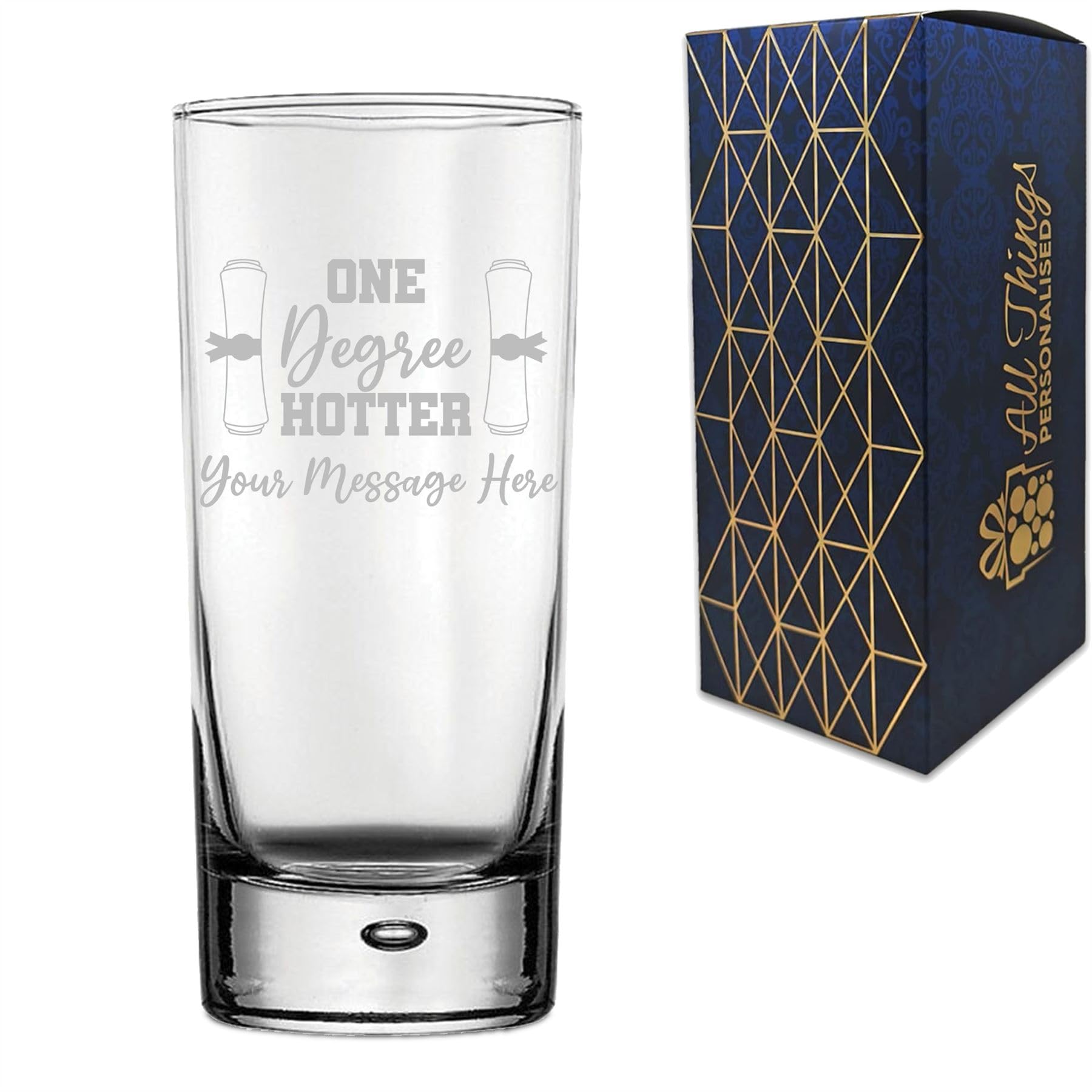 Personalised Engraved Graduation Hiball Tumbler with 'One Degree Hotter' Design, Personalise with Any Name or Message, Gift Box Included, Laser Engraved, University College Graduation Gift