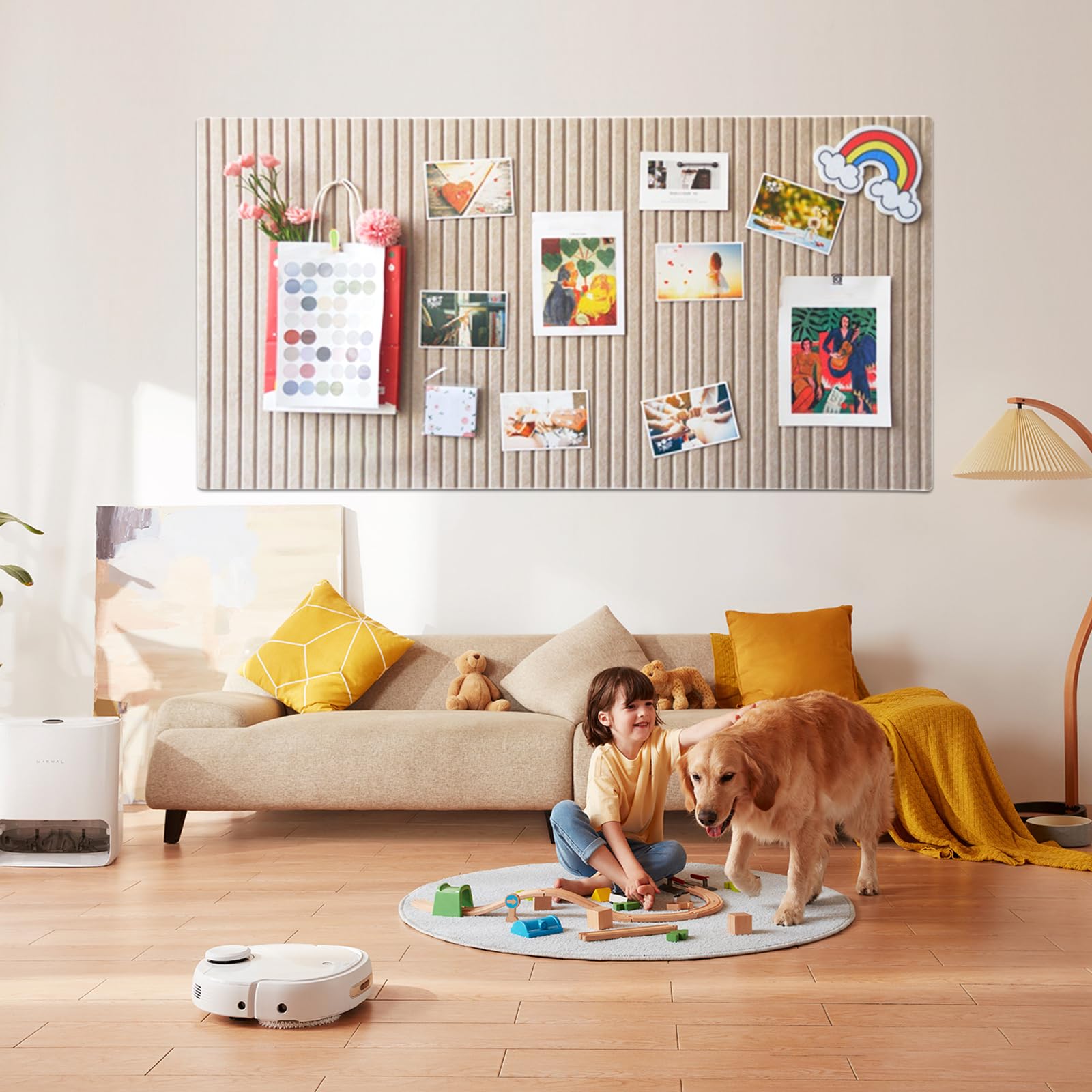 Filz Pinnwand Selbstklebend 60x40cm - Inklusive 34 Pins | Faltbare Memotafel Für Büro & Küche