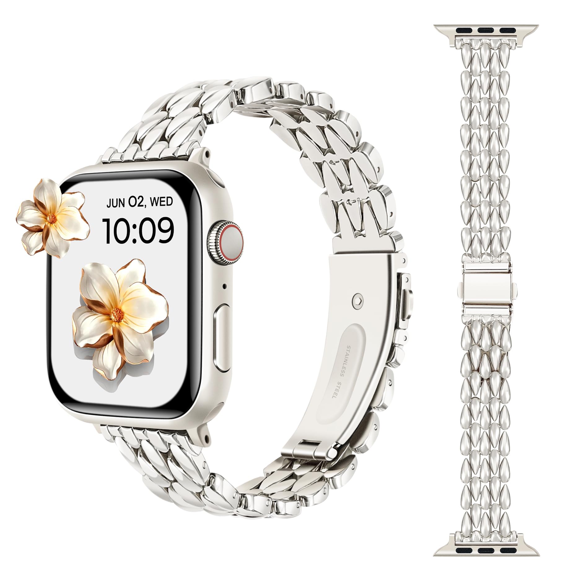 Bracelet en Acier Inoxydable Starlight pour Apple Watch - Luxe et Élégance