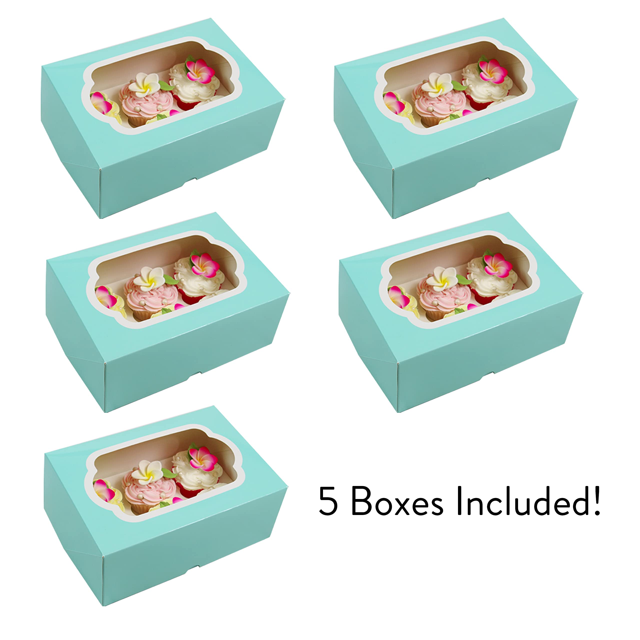 Caja para magdalenas profunda y resistente con inserto, capacidad para 6 cupcakes o magdalenas, caja de galletas, caja de pastelería, brownies y rollos de canela. Azul de diseño con 6
