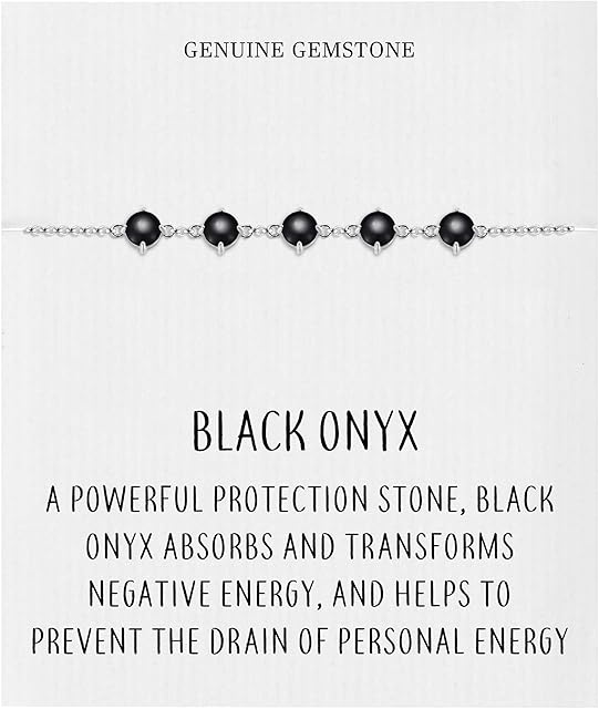 Philip Jones Black Onyx Gemstone Bracelet with Quote Card