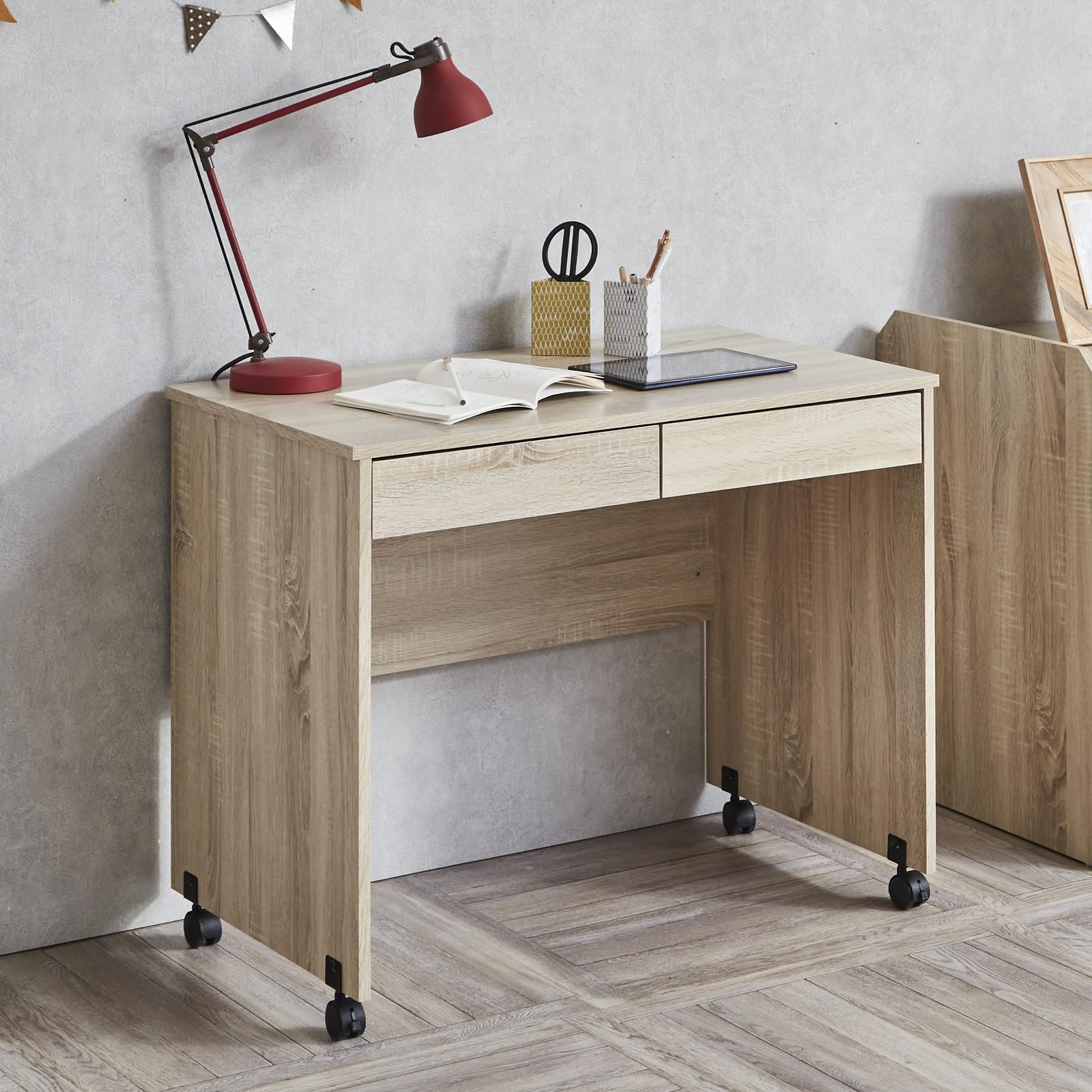 キャスター付き机＆サイドボックス Amazon.co.jp: ネルコンシェルジュ デスク 幅85 キャスター付き