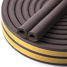 AJAGIYA STORE Door Seal D-Type Strip Weather Stripping Self Adhesive Foam for Doors and Windows, Soundproofing Weatherstrip Gap Collision Avoidance 6 Meter (Brown, 6 Meter - Pack of 1)