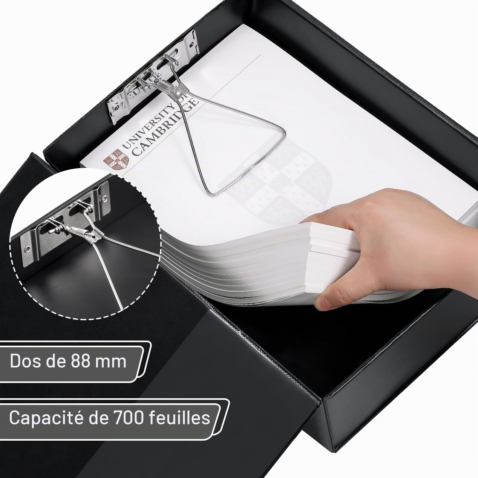 4PCS Boîtes de Classement A4, Dos de 88mm, pour Bureau école (Noir) | Boîte de Classement A4 en Plastique avec Couvercle, Boîte de Rangement