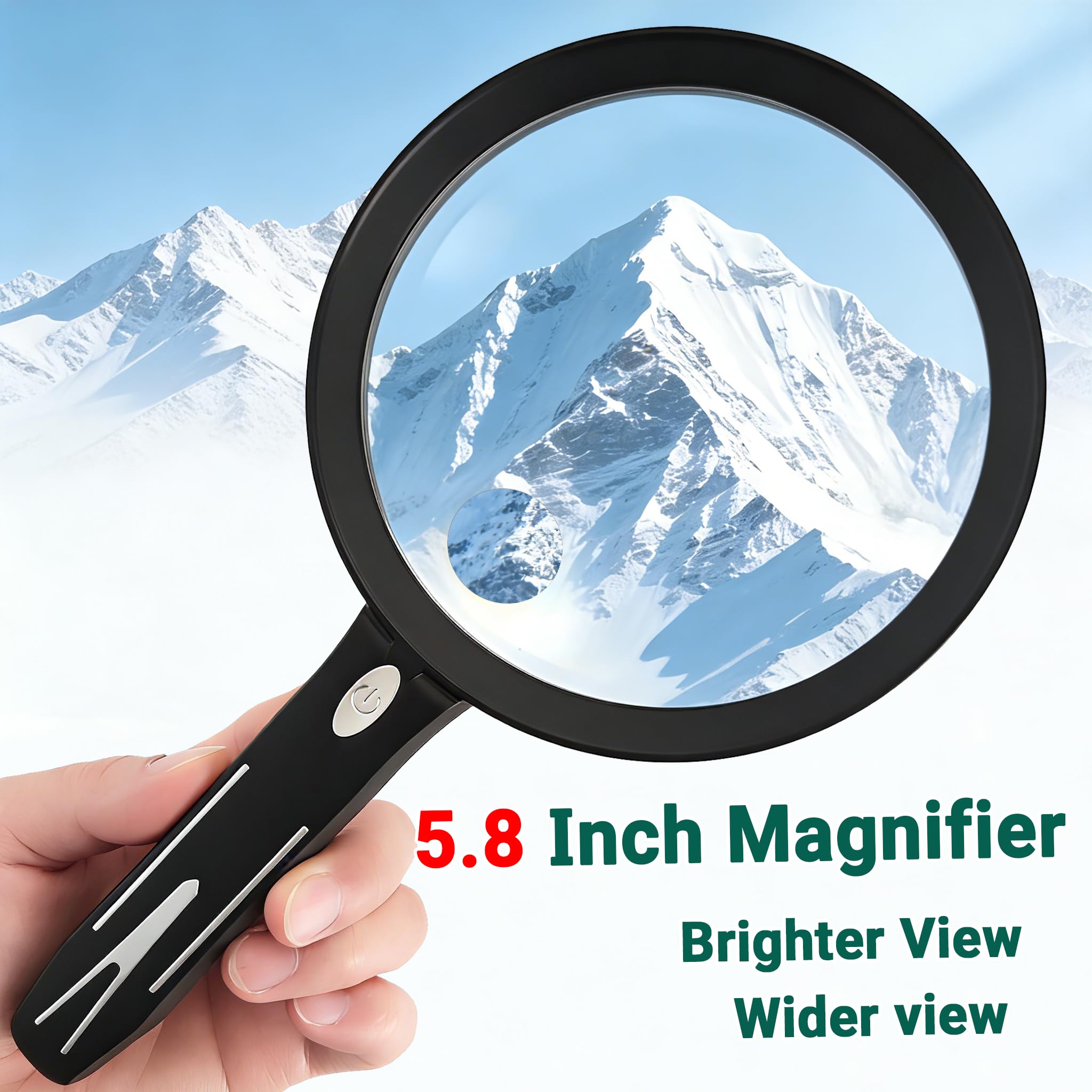 10-fache große Lupe mit Licht, 14,7 cm mit 28 LEDs, Handlupe, 1500 mAh, wiederaufladbar, mit dreifarbigen Modi und Power-Anzeige, beleuchtete Lupe für Senioren, Lesen, Naharbeit