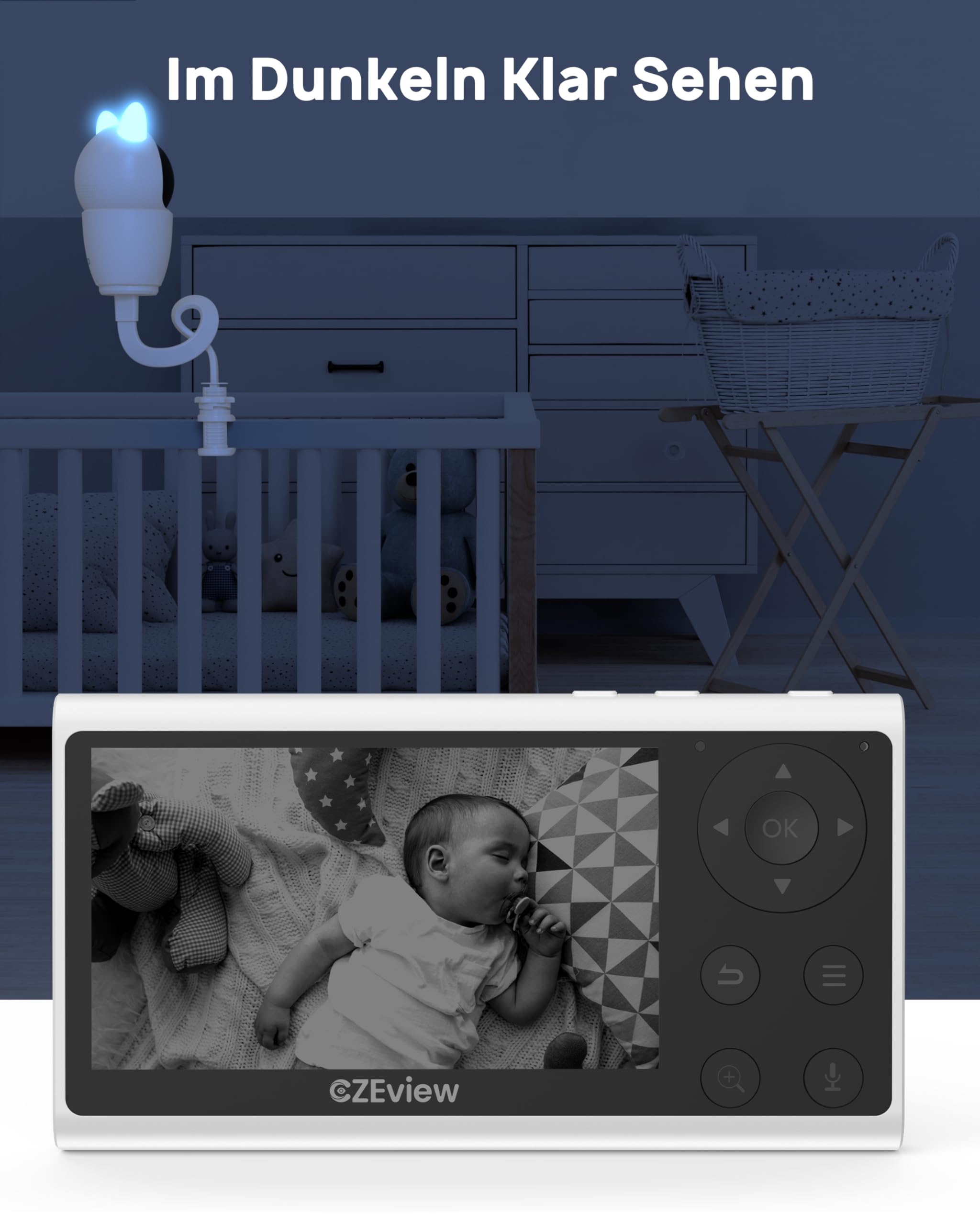 Babyphone 2 Caméras 2K Avec Écran - Vision Nuit, Détection Mouvement | Audio 2 Sens