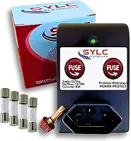 Protetor Elétrico Contra Surtos, Picos de Corrente e Raios 10A Para Geladeiras e Freezers, Caixa Plástica ABS Antichama, Tomada Macho 2 Pinos, Fêmea 3 Pinos, LED Indicador (127V)