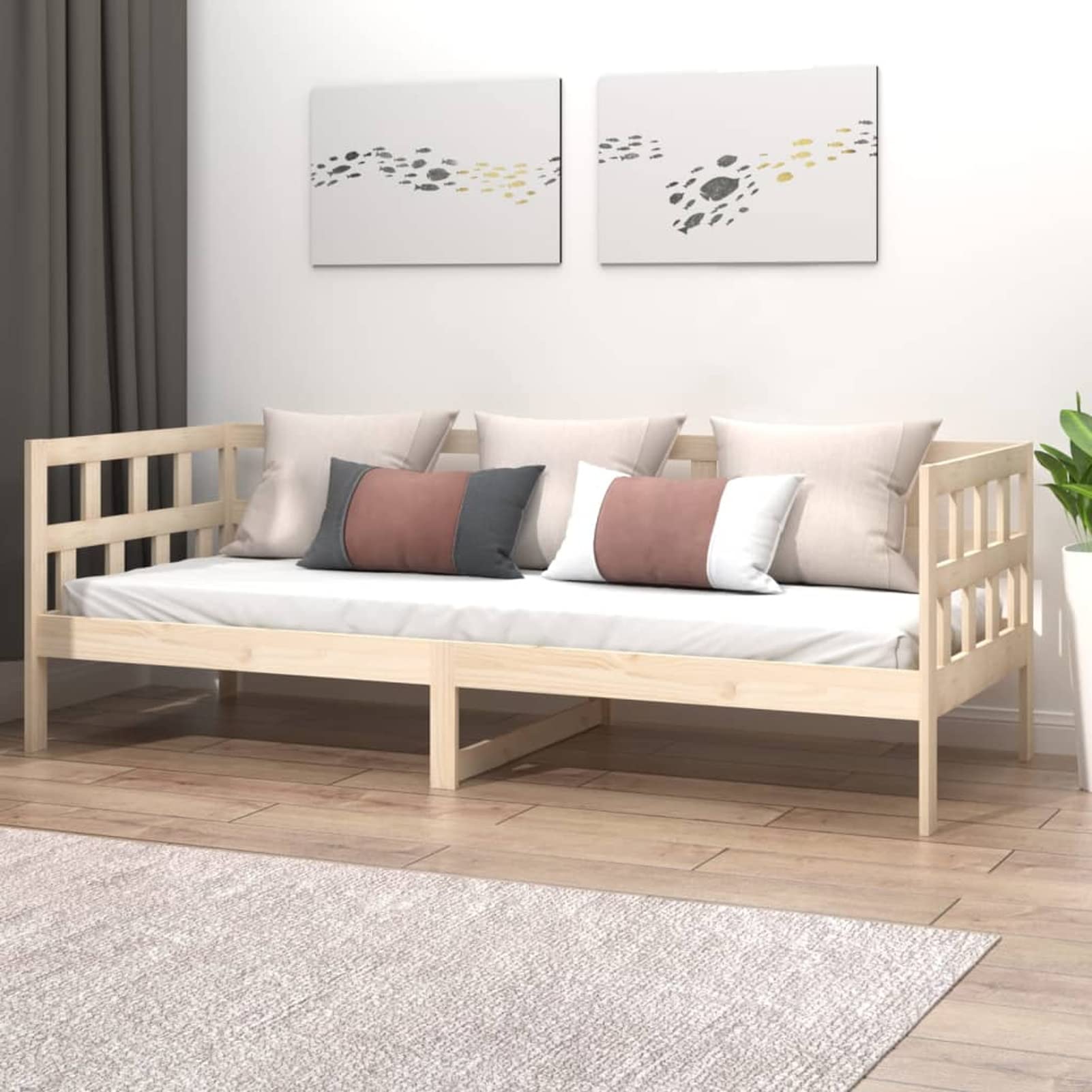 ARKEM Divano Letto,Letto per Ospiti,Letto Funzionale Estraibile con Contenitore,Dormeuse in Legno Massello di Pino 90x200 cm