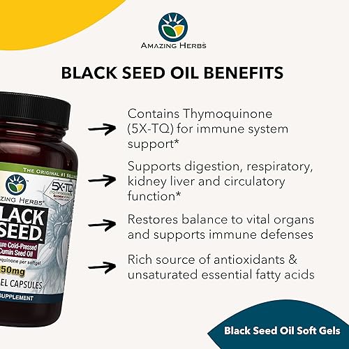 Miniatura 5 de Aceite de semillas negras prensadas en frío de Amazing Herbs 1 1