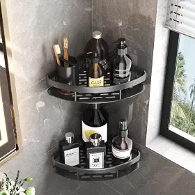 Kit 2 Prateleira de Canto Suporte Porta Shampoo Sabonete Box Banheiro Organizador Sem Furar Parede Nicho Organizador