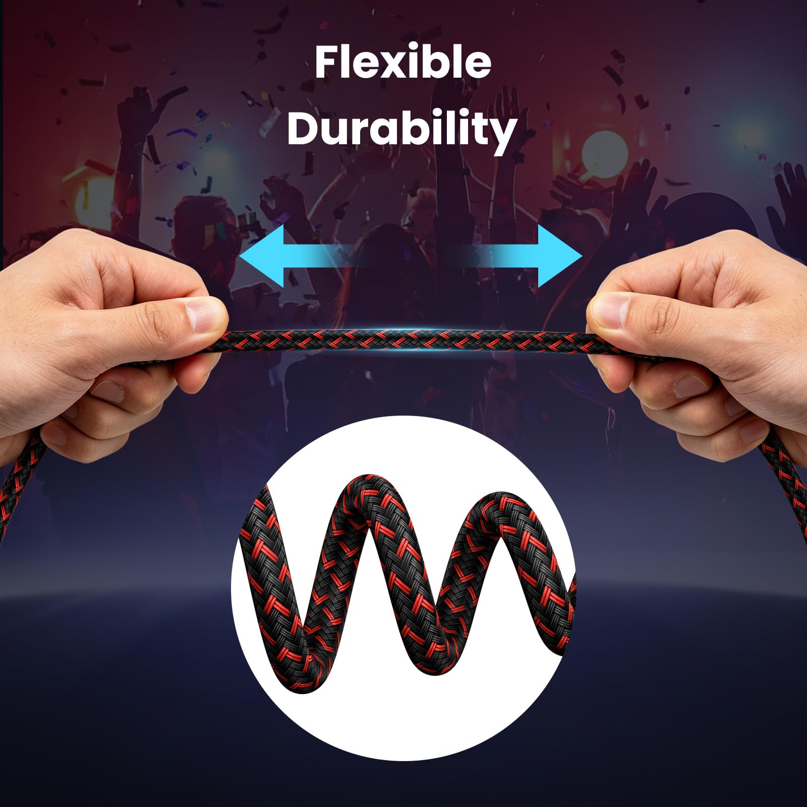 KIRFEIHT Cable de audio RCA a 3.5 mm, cable AUX OFC de 30 pies RCA con conectores trenzados de nailon chapado en oro de 1/8 para smartphones, tabletas, altavoces, HDTV, amplificadores, rojo y negro
