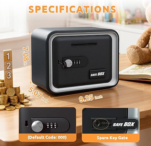 Miniatura 7 de Lefree Alcancías para niños, caja fuerte para dinero, juguetes para niños y niñas, caja de ahorro de dinero, juguetes mini cajero automático para