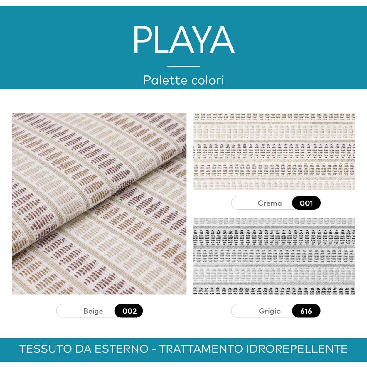 DESHOME Playa - Tela impermeable de exterior, al metro, resistente al metro, tejido por metro para tapicería, sofá, exterior, cojines, sillas, tumbonas, color gris