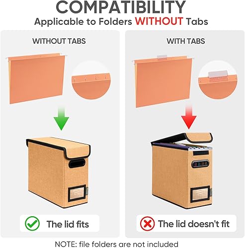 Miniatura 48 de BALEINE - Caja organizadora de archivos con tapa, organizador de carpetas plegable con riel de plástico, caja para carpetas colgantes para Gris