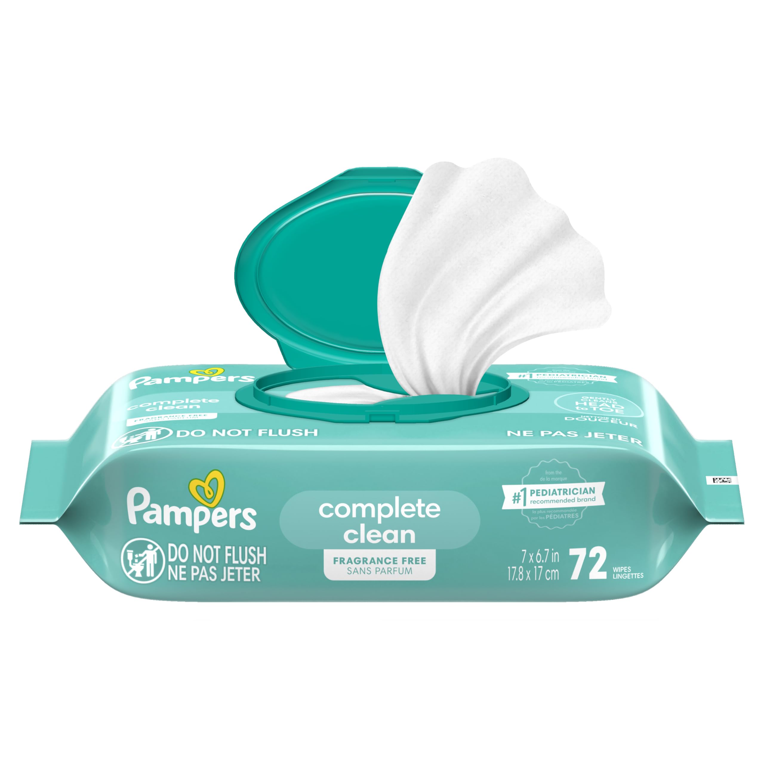 Baby Wipes, Pampers Baby Diaper Wipes, Complete Clean Unscented, 72 Total Wipes