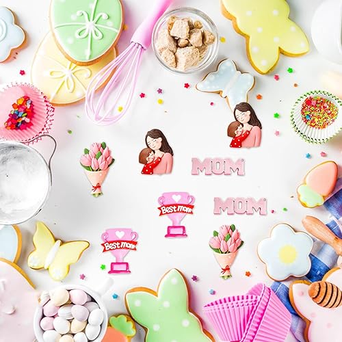 Miniatura 3 de Juego de 7 moldes para fondant para el Día de la Madre, molde de silicona Love Mom Best Mom para hornear, molde de chocolate, molde de caramelo de