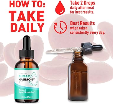 (2 Pack) Sugar Harmony Drops, Official SugarHarmony Liquid Drops with All Natural Ingredients, Advanced Formula Support Supplement with Maximum Strength Premium Vitamins for Women & Men (60 Servings)