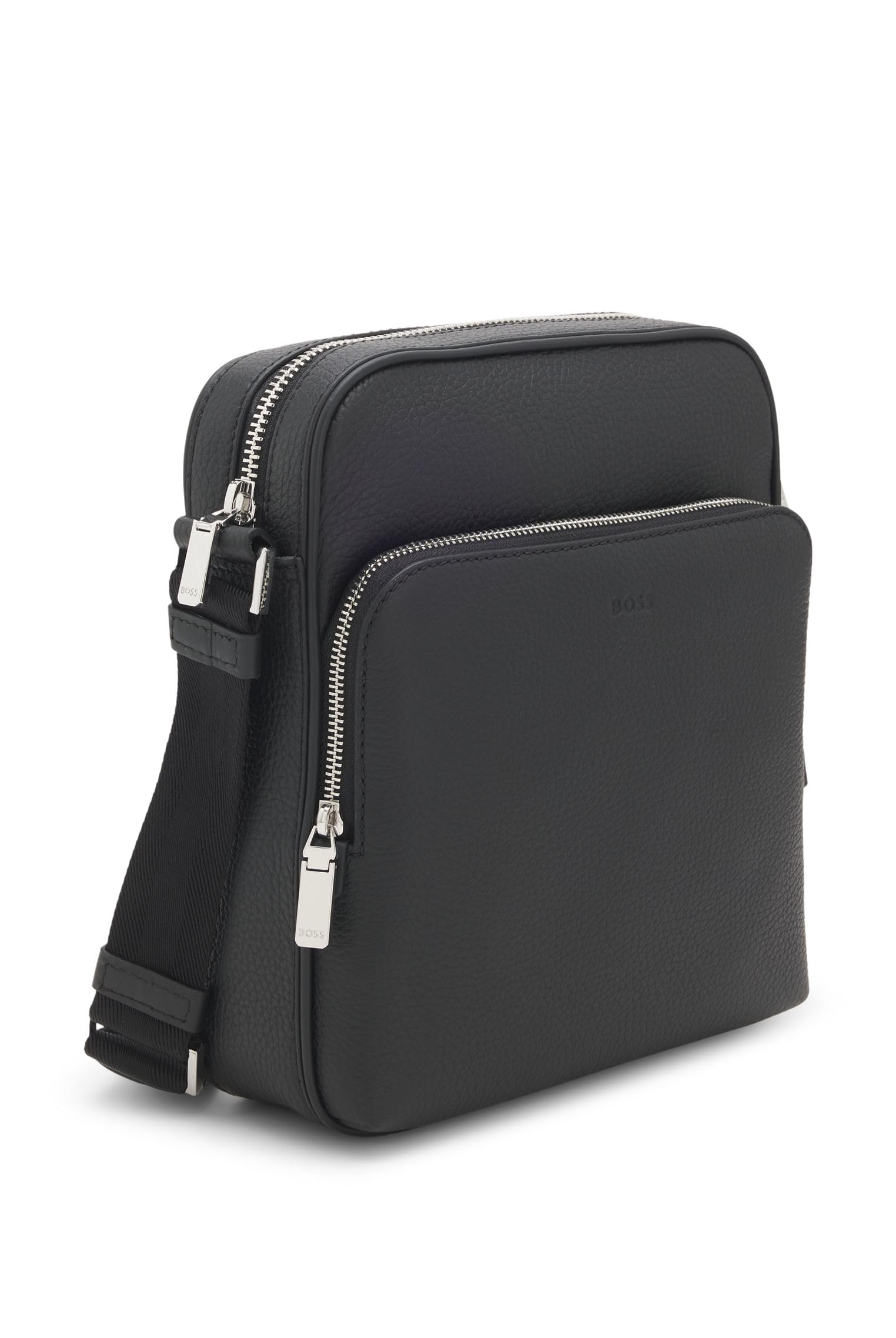 BOSS Hommes New Crosstown NS Zip Sac reporter en cuir italien à grain naturel