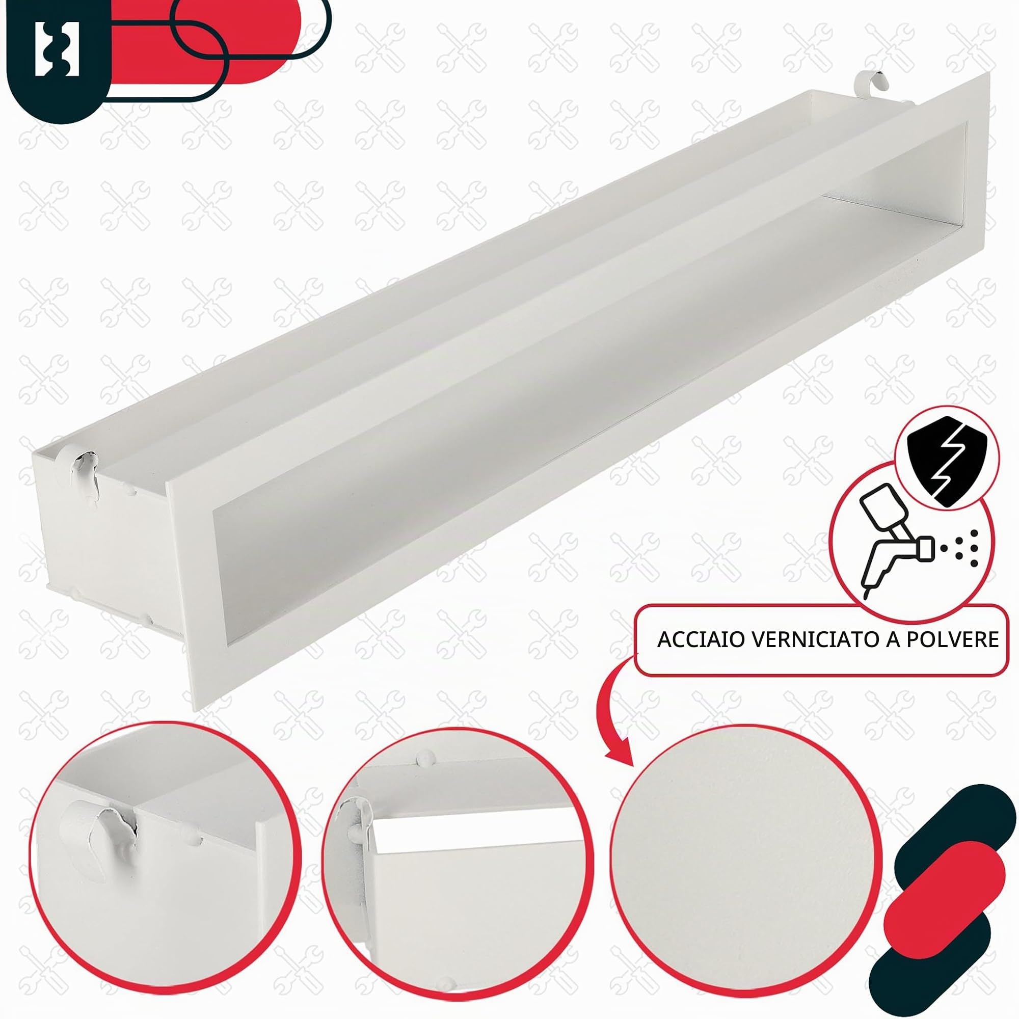KOTARBAU® Griglia Camino - Bocchette Aria Calda Canalizzata - Acciaio Verniciato a Polvere - 60 cm - Bianco - Griglia per Caminetto - Griglie Camino - Elegante Design Moderno