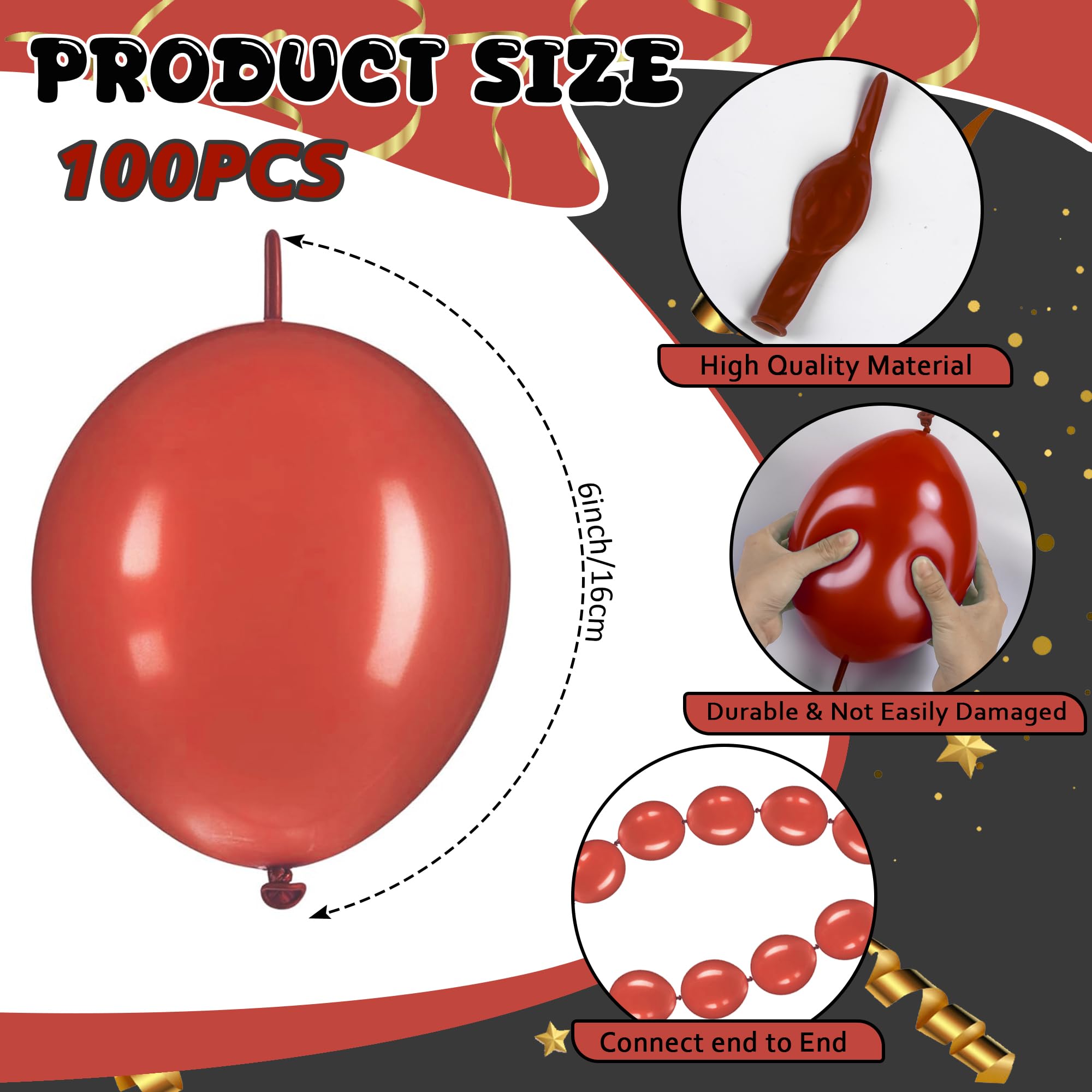 100pcs 6-inch Linking Balloons - Colorful Latex Connectable Party Decorations