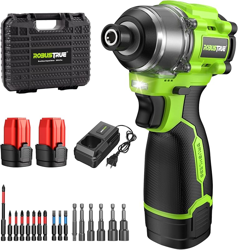 Kit de destornillador de impacto inalámbrico de 16,8 V 1/4"1416 in-lbs | 2 baterías, modo de 2 velocidades, velocidad variable, compacto, luz LED, 5 tomas, 11 bits, para proyectos de bricolaje, mejoras para el hogar