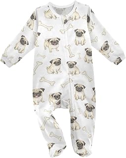 Emelivor Dogs Bones White Baby Newborn One-Piece Pajamas Cotton Sleepwear Outfits for Girl Boy Kids