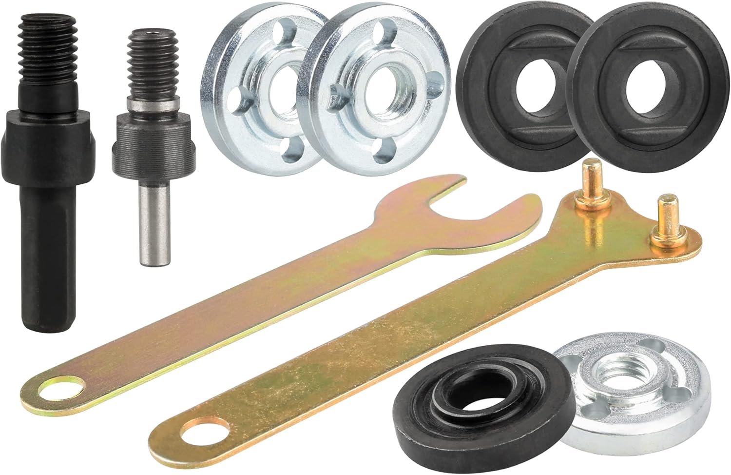 Yakamoz Electric Drill Angle Grinder Connecting Rod Set, 6mm and 10mm Drill Arbor Mandrel Adaptor with 3 Set Replacement Grinder Flange Nuts and Spanner Wrench Conversion Tool For Cutting Disc