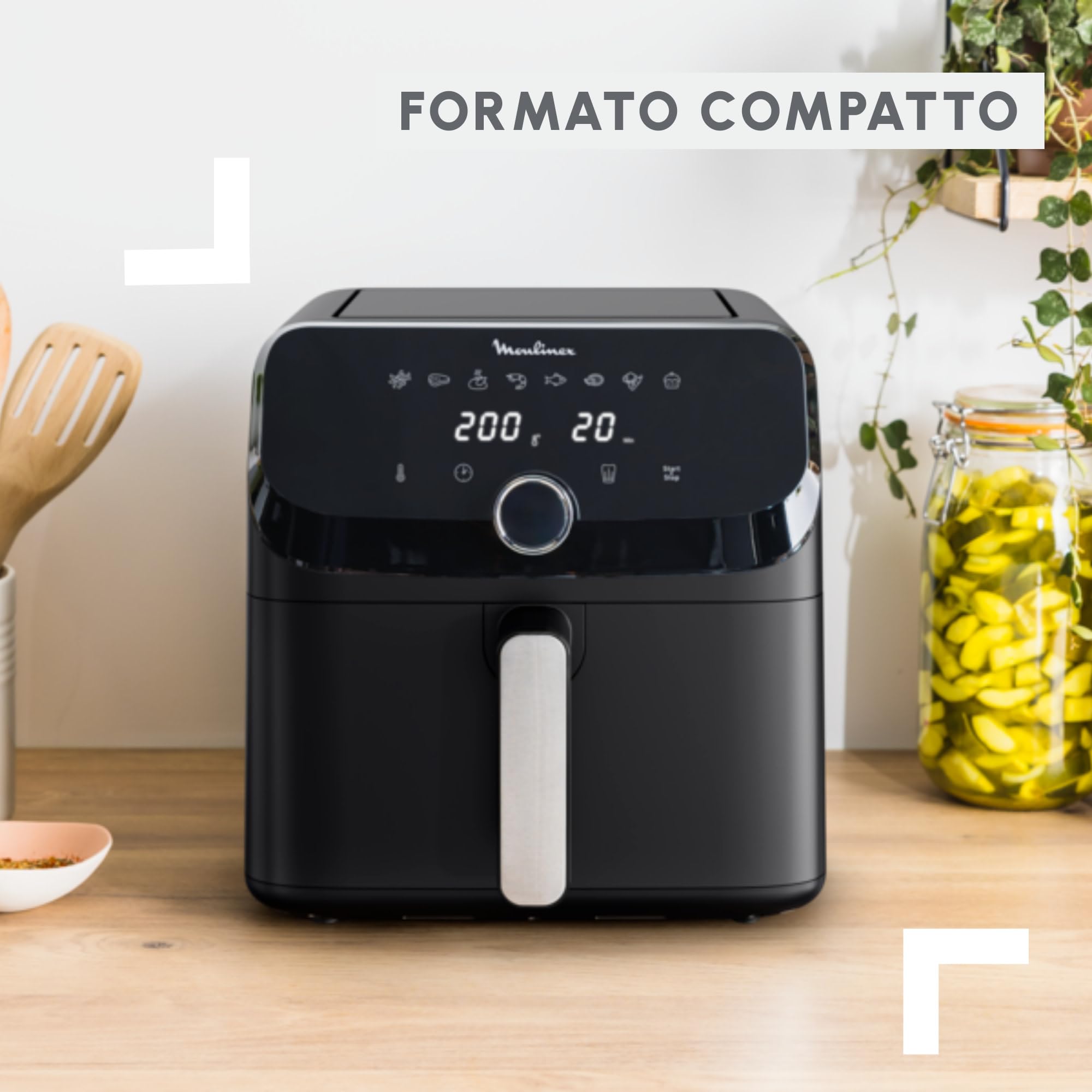 Moulinex Easy Fry Mega, Friggitrice ad Aria Versatile 7,5L/2kg per 8 Persone, 1700-2020W, Capacità Extra-Large, 9 Programmi di Cottura, Esperienza Personalizzata con My Moulinex, Colore Nero, EZ8558