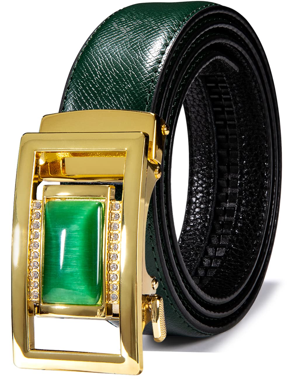 Barry Wang Designer Mens Belts Leather Ratchet 1 3 8 Adjustable Sliding Buckle Dress Belt Automatic Strap Golf