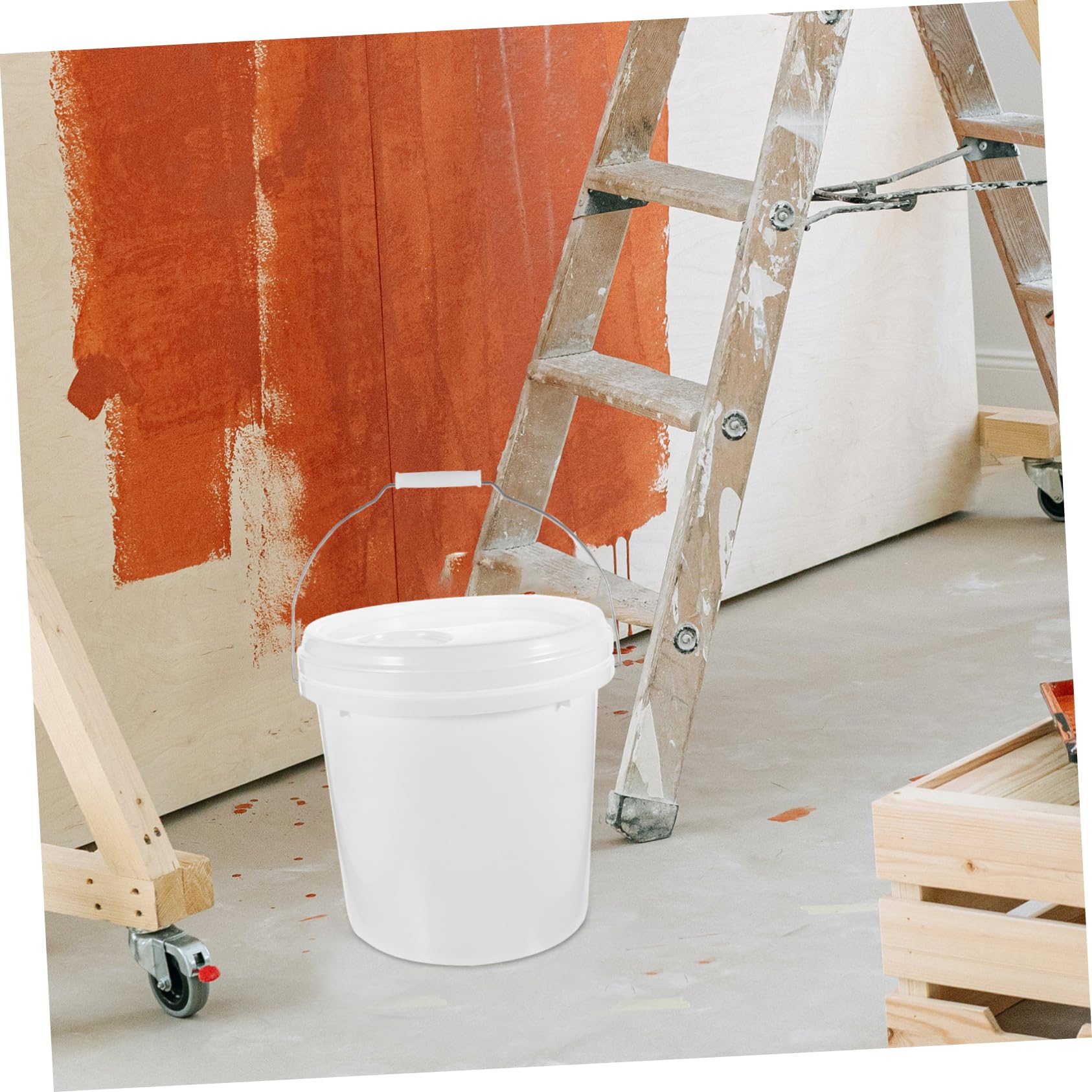 Cubo de Hdpe Blanco de 10 litros de Pintura Multifuncional con Tapa Resistente y Fácil de Transportar para Almacenar y Mezclar Pintura