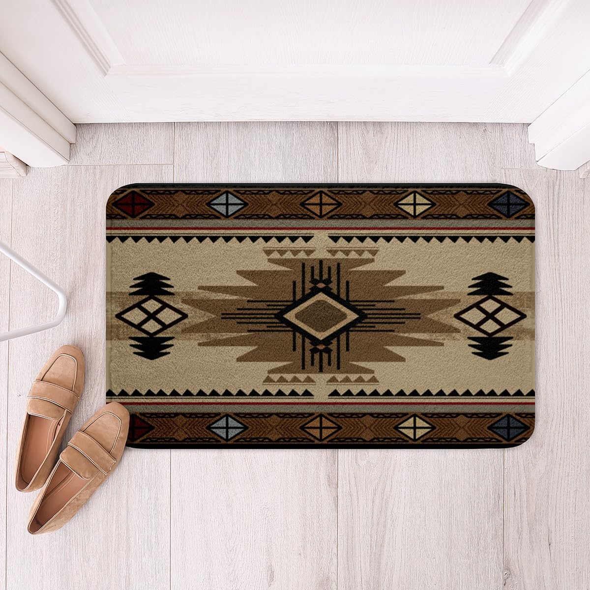Feelyou Boho Bathroom Rugs 16"x24" Southwest Native American Design Bath Rugs for Shower Tub Southwestern Geometric Bath Mats Western Decor Bathroom