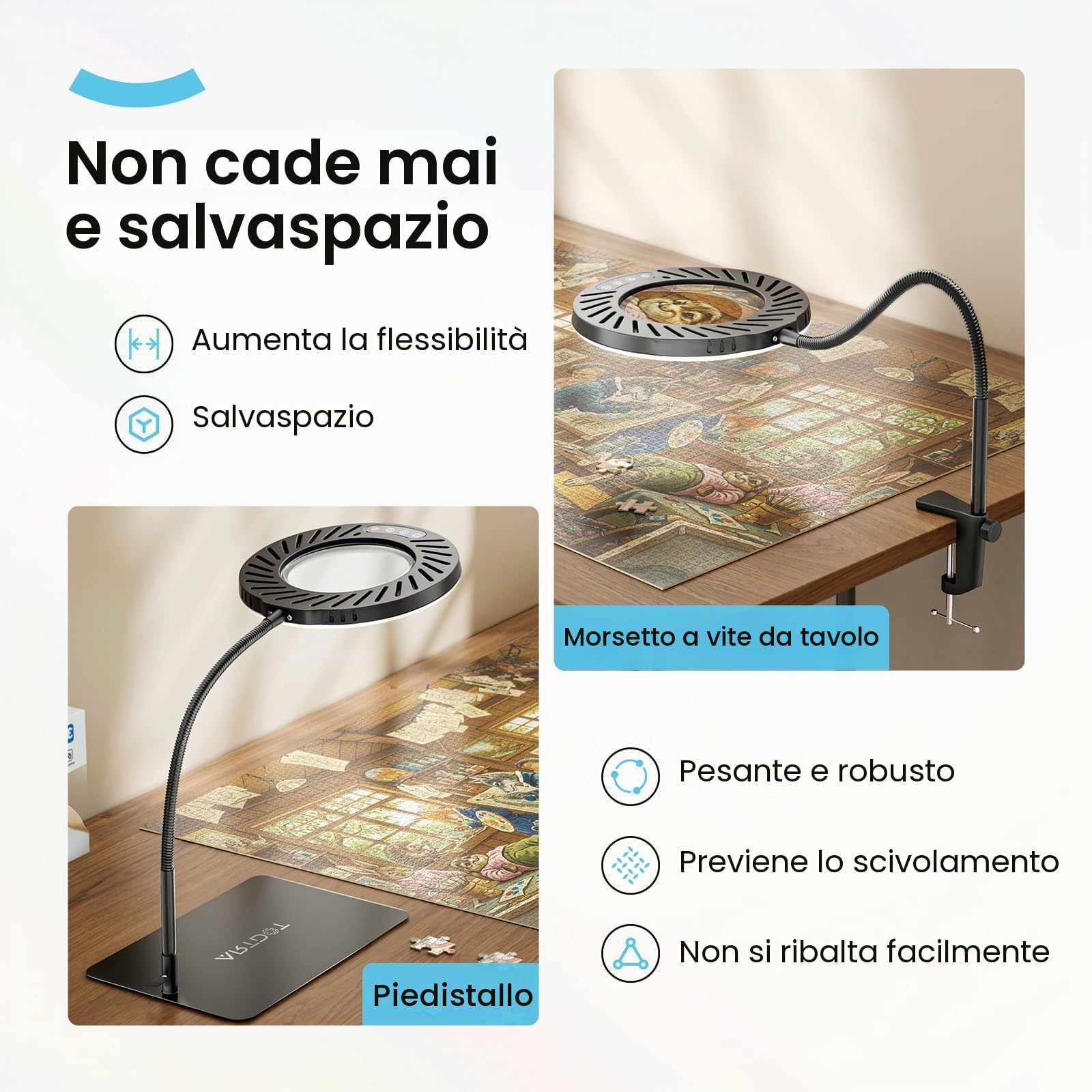 ARTDOT Lente Ingrandimento con Luce 10x con Luce e Supporto, 144 LED Lampada da Scrivania, 5 Temperature di Colore e 9 Livelli di Regolazione Della Luminosità, per Diamond Painting, Ricamo, Lettura