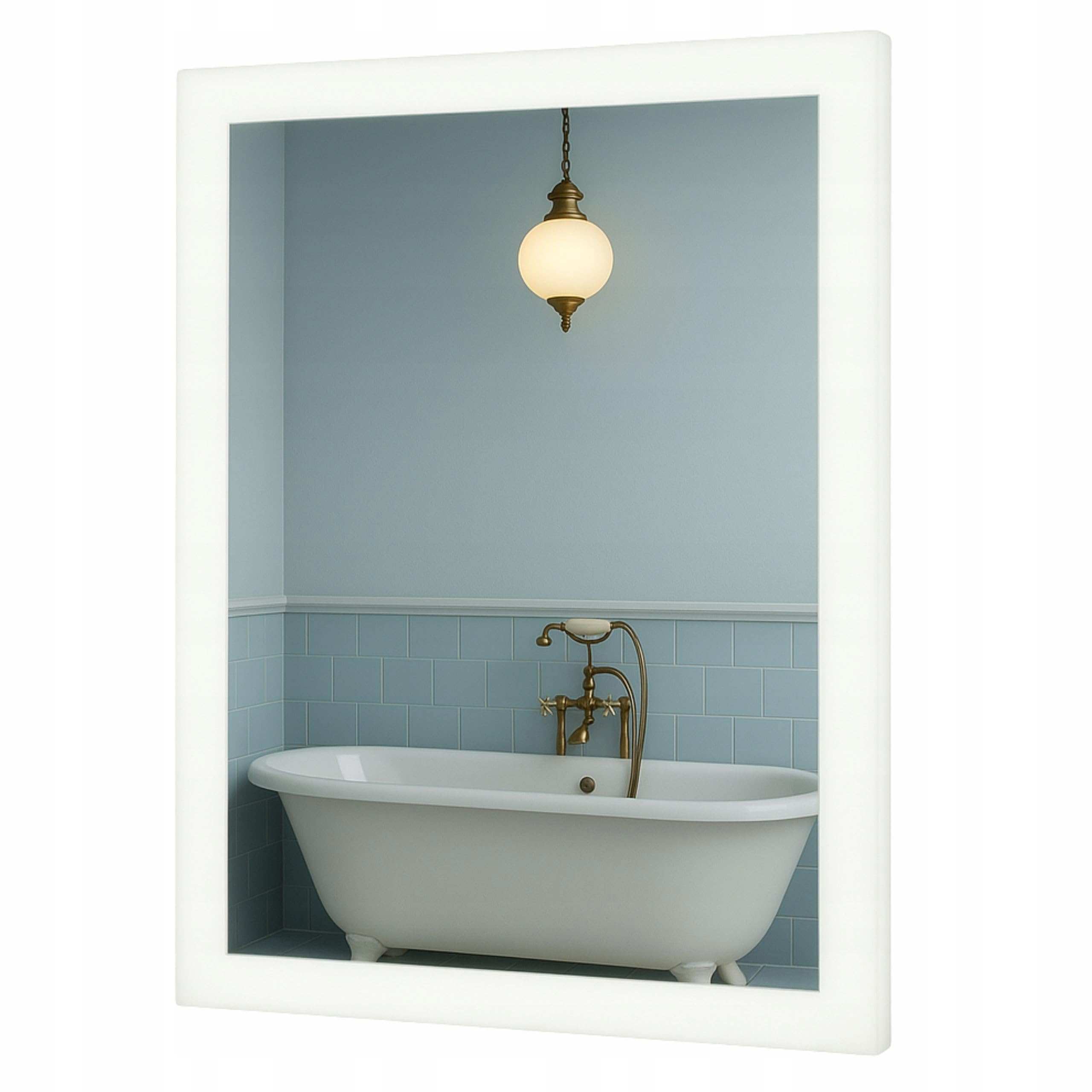 Agritrade AK LED Bathroom Mirror 40x50 cm, Backlit Illuminated Frameless Wall Mounted, 4000K Neutral White, Wall Switch Operated - TAURUS