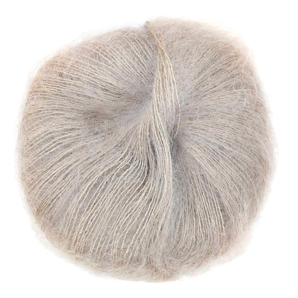 Fulffy, Premium Super Kid Mohair and Silk Lace-Weight Knitting and Crochet Yarn, 25g - Halo Kid Silk 512 Beige