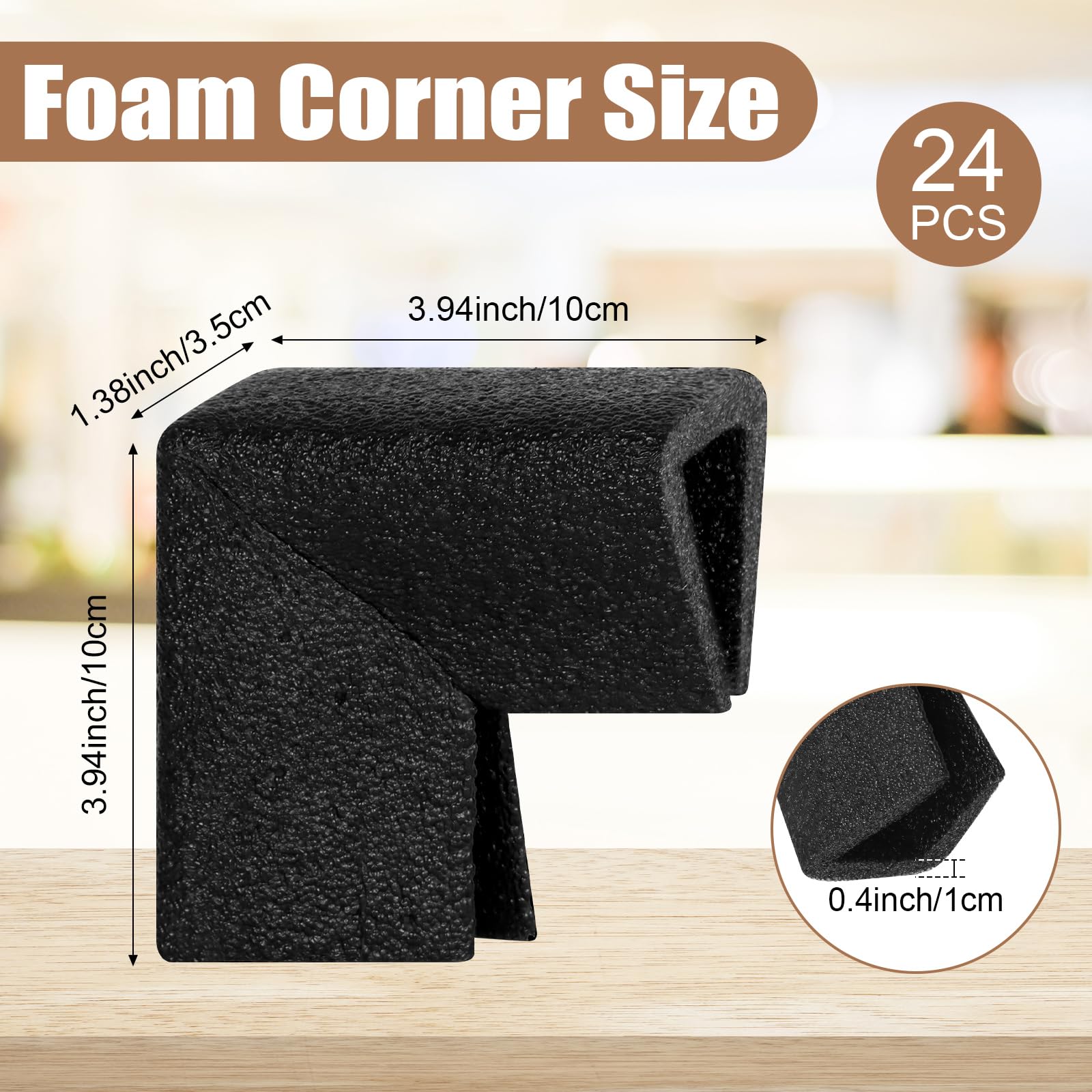 24Pcs Photo Mirror TV Frame Edge Protection Corners - Shipping Moving Corner Protector - Black