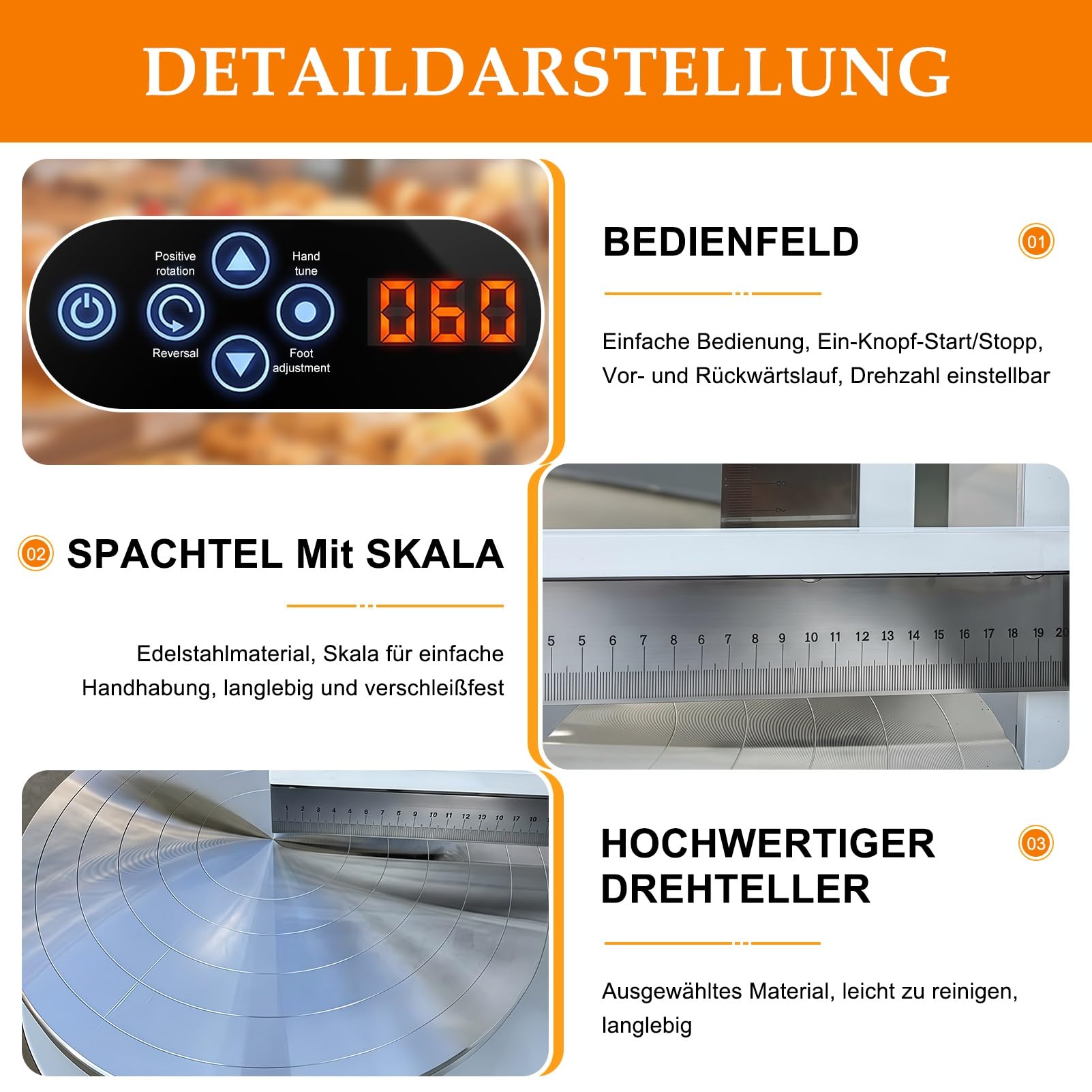 Automatische Kuchencreme-Maschine, Torten Glättungsmaschine, Cake Decorating Machine Zum Verteilen von Kuchencreme, Bestreichen und Einfetten von Kuchen mit Zuckerguss für 10 bis 30 cm Kuchen