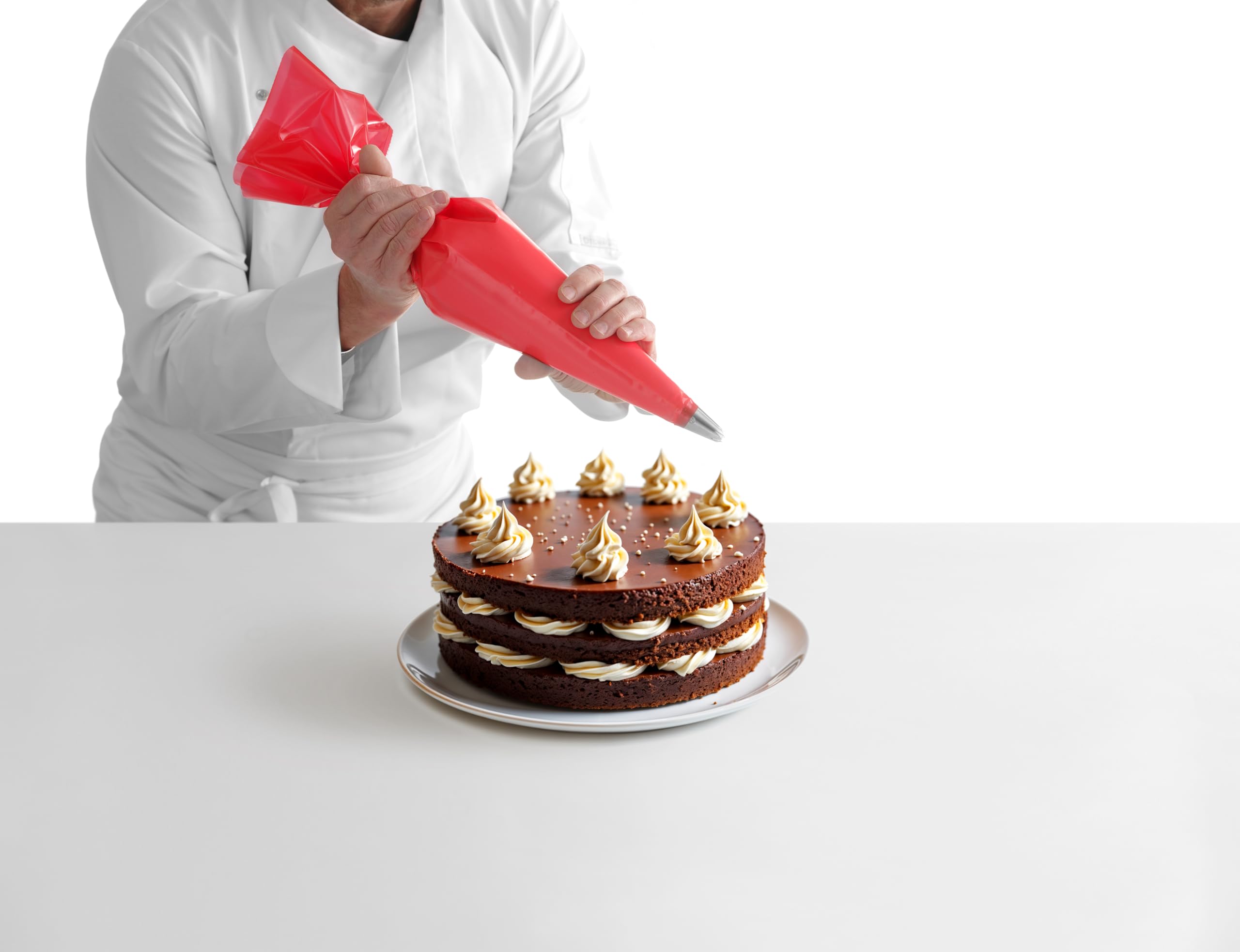 HENDI Manga pastelera desechable antideslizante, rollo de 70 unidades, apta para rellenos fríos y calientes (hasta 100°C), 520x280mm, sin BPA, cumple con normas HACCP, rojo