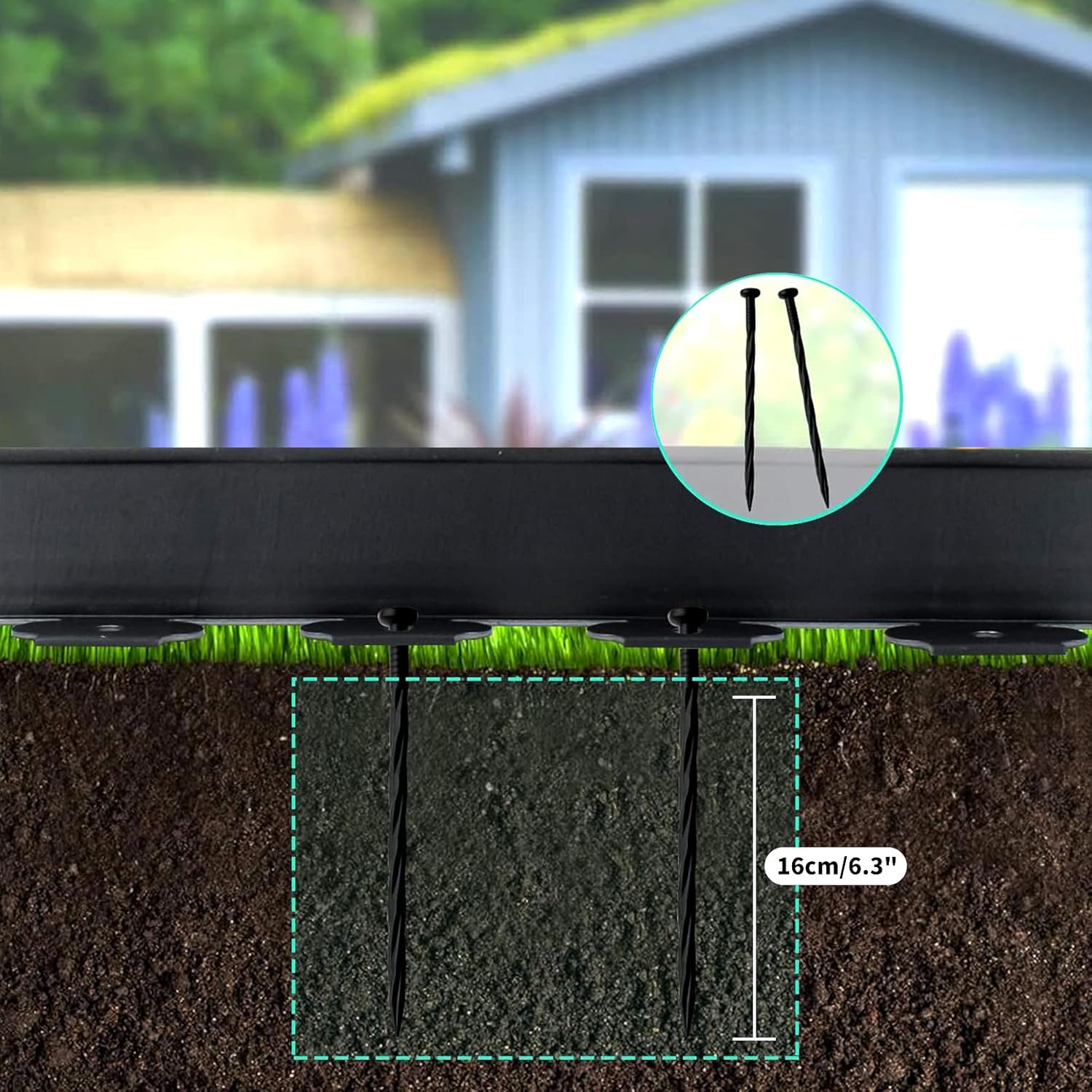 Plastic Lawn Border 1.97"/5cm Tall, 10m Garden Edging for Landscaping with 50pcs Spikes, Garden Edging Border, Flower Bed Edging Borders, Plastic Lawn Edging for Yard,Landscaping, Flower Beds