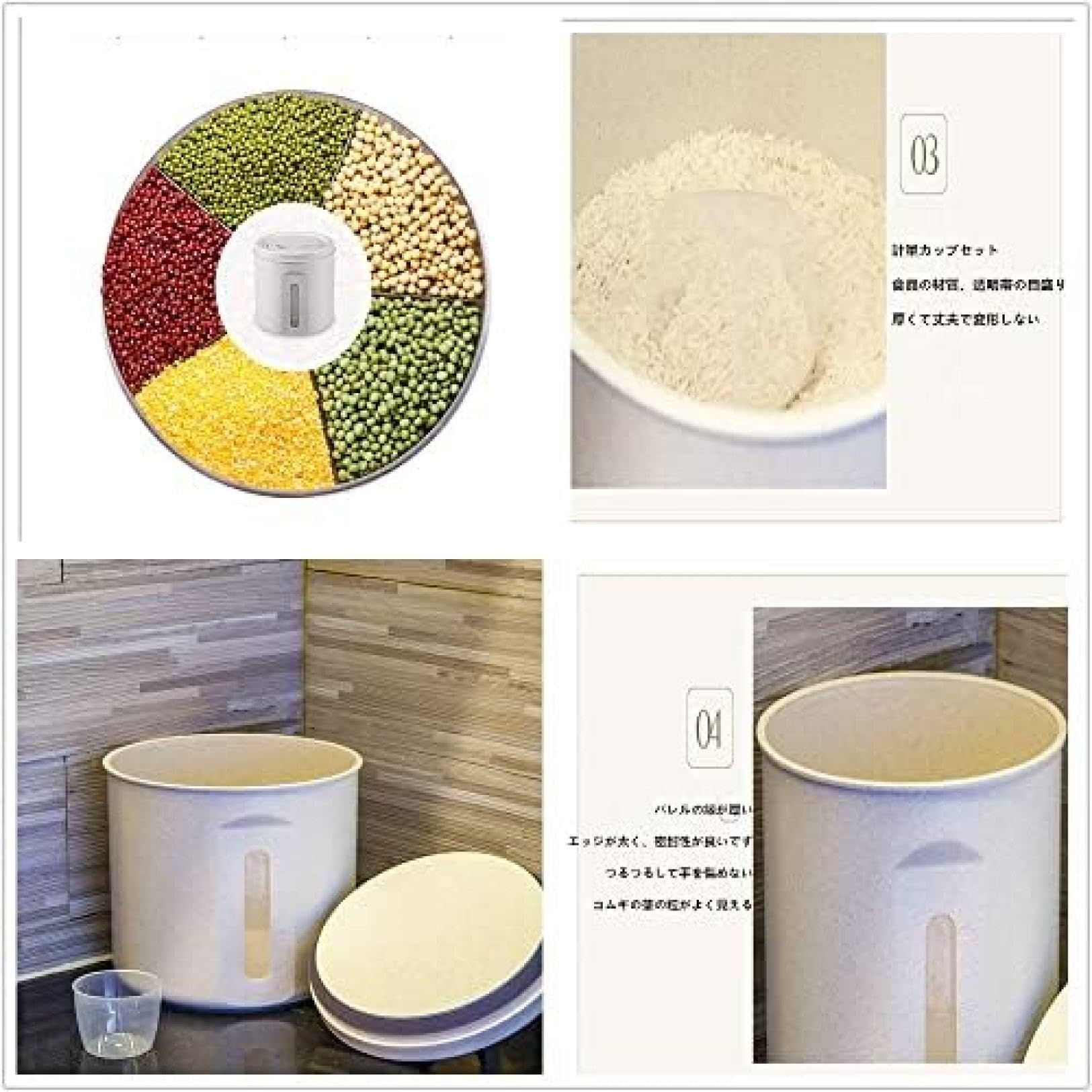 Rice Bin 4kg/8kg Airtight Rice Bin Stylish Rice Stocker Rice Storage Container Rice Storage Rice Bin Large Capacity Insect Proof Moisture Proof Measuring Cup Included Lightweight Clean Kitchen Storag